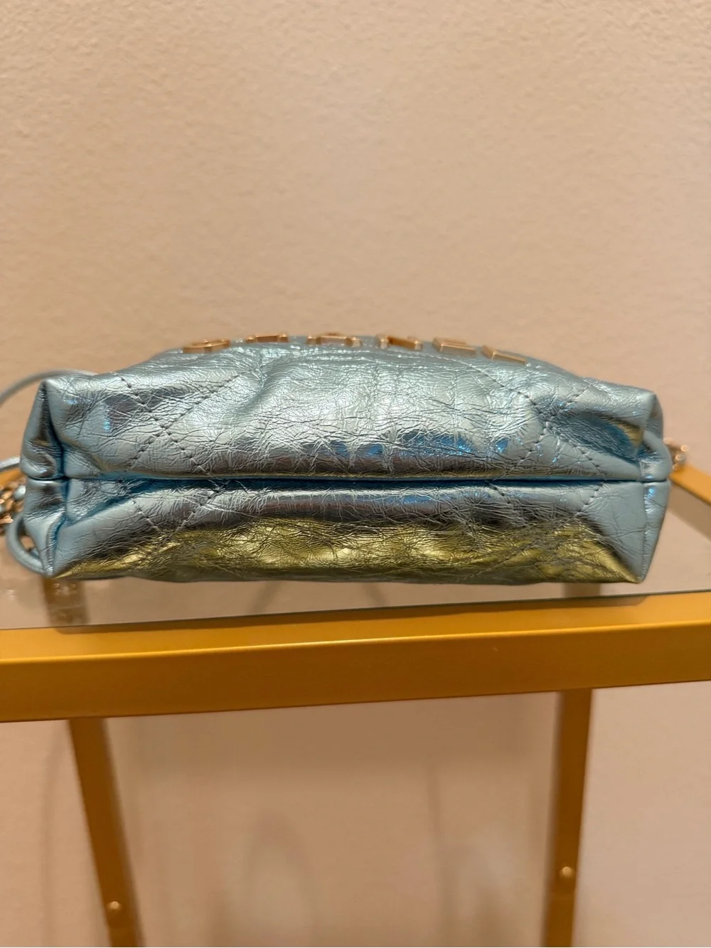 CHANEL Metallic Calfskin Quilted Mini Chanel 22 Blue - Picture 7 of 10